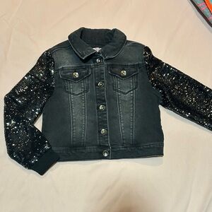 Girls Jean jacket with sequined sleeves